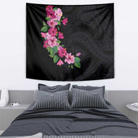 Hawaiian Hibiscus and Art Polynesian Tattoo Tapestry Black Color LT03 - Polynesian Pride