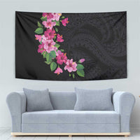 Hawaiian Hibiscus and Art Polynesian Tattoo Tapestry Black Color LT03 - Polynesian Pride