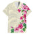 Hawaiian Hibiscus and Art Polynesian Tattoo Family Matching Long Sleeve Bodycon Dress and Hawaiian Shirt Beige Color