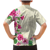 Hawaiian Hibiscus and Art Polynesian Tattoo Family Matching Mermaid Dress and Hawaiian Shirt Beige Color