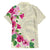 Hawaiian Hibiscus and Art Polynesian Tattoo Family Matching Off Shoulder Short Dress and Hawaiian Shirt Beige Color
