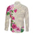 Hawaiian Hibiscus and Art Polynesian Tattoo Family Matching Off Shoulder Short Dress and Hawaiian Shirt Beige Color