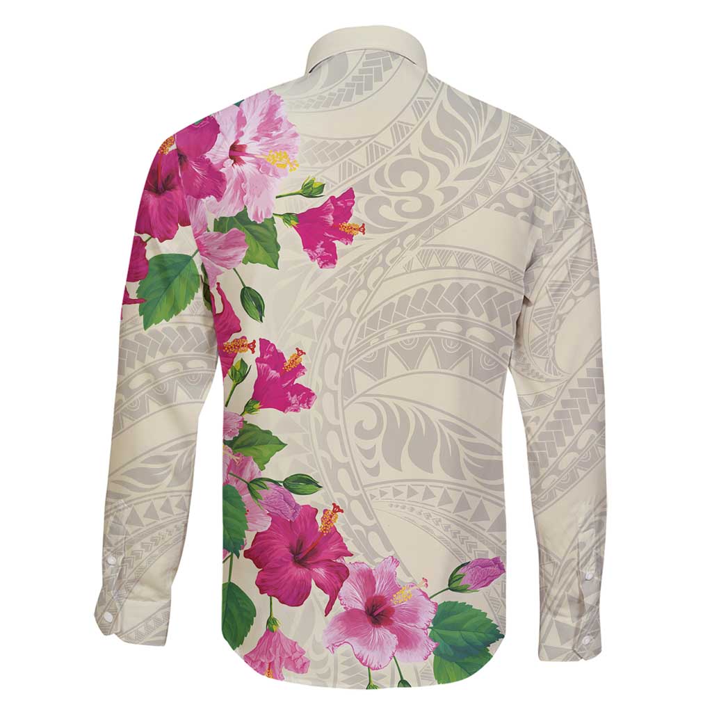 Hawaiian Hibiscus and Art Polynesian Tattoo Family Matching Puletasi and Hawaiian Shirt Beige Color LT03 - Polynesian Pride
