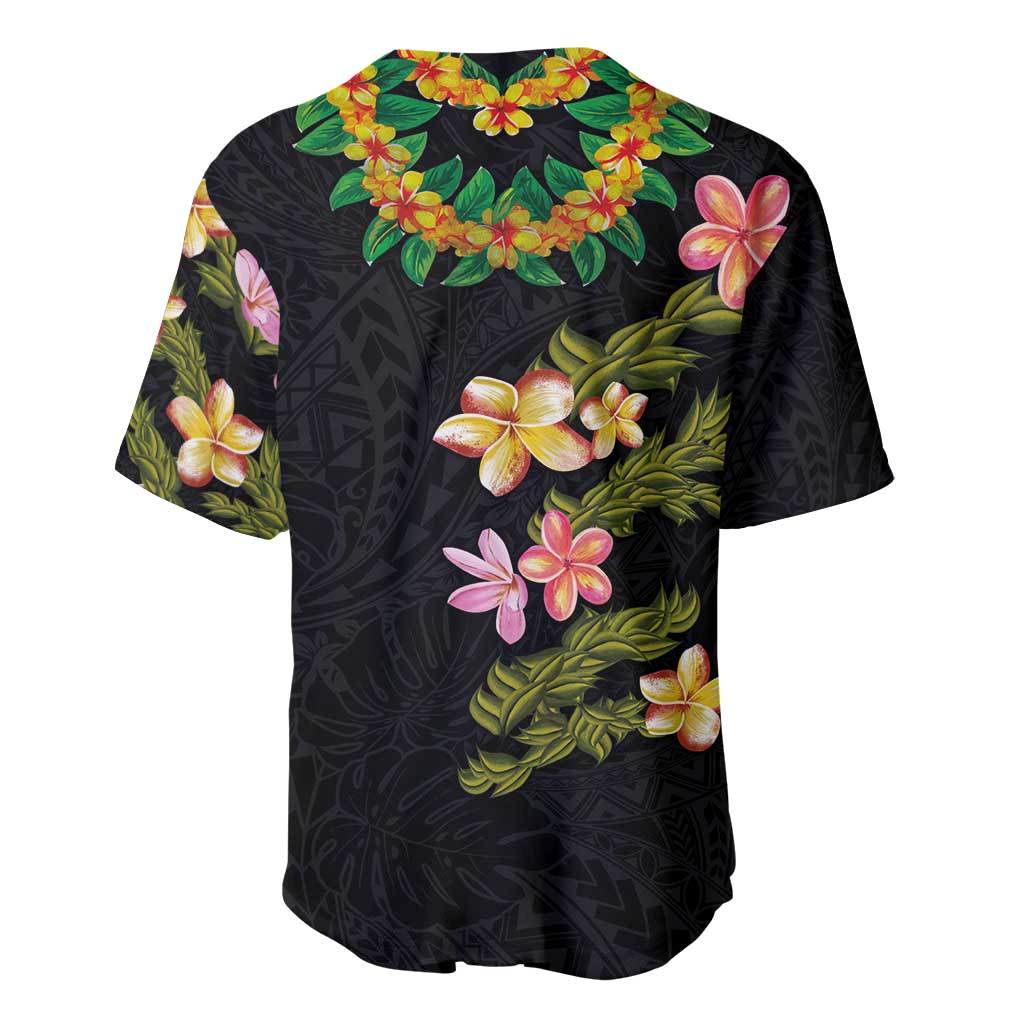 Hawaiian Lei Plumeria and Tropical Leaves Baseball Jersey Watercolor Style