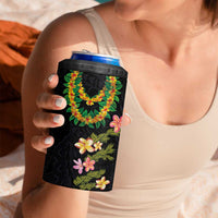 Hawaiian Lei Plumeria and Tropical Leaves 4 in 1 Can Cooler Tumbler Watercolor Style