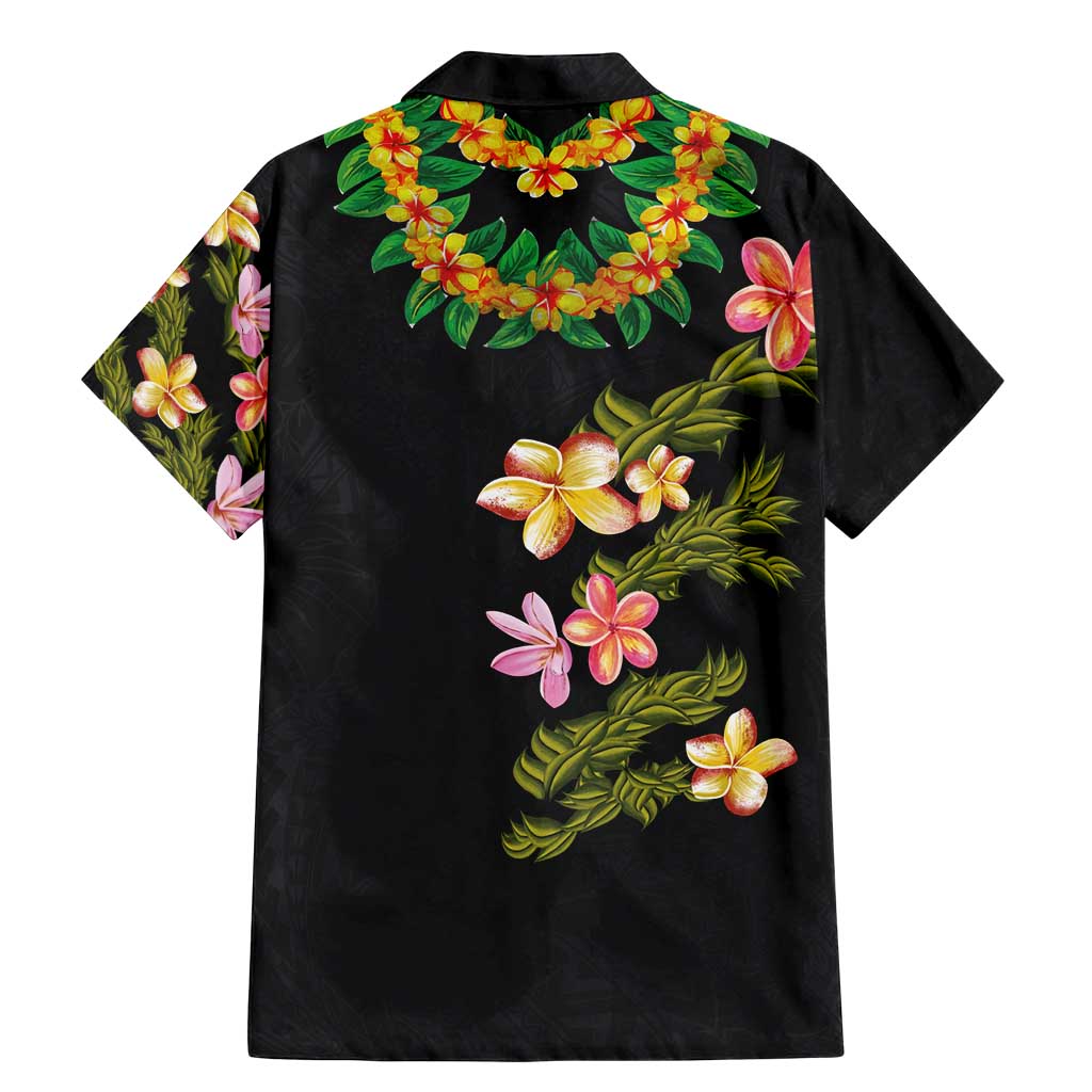 Hawaiian Lei Plumeria and Tropical Leaves Family Matching Mermaid Dress and Hawaiian Shirt Watercolor Style