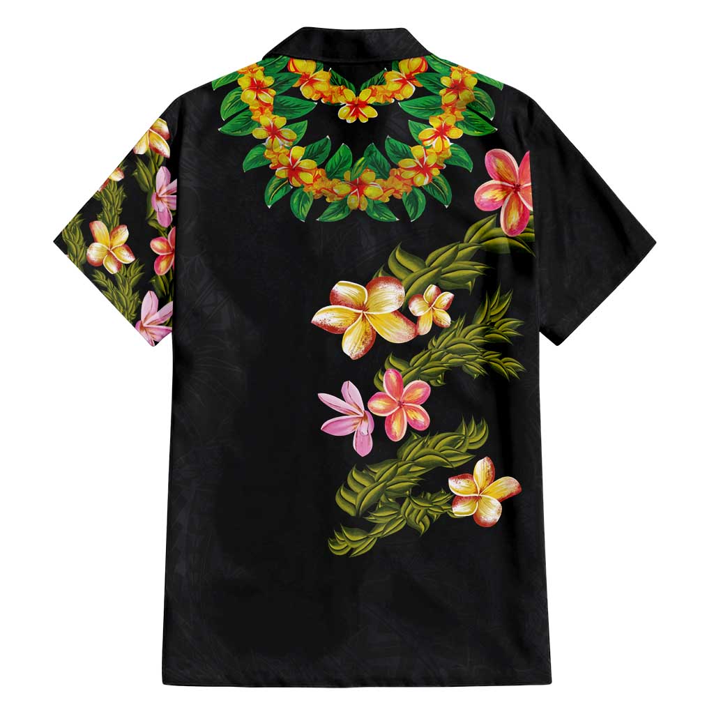 Hawaiian Lei Plumeria and Tropical Leaves Family Matching Off Shoulder Short Dress and Hawaiian Shirt Watercolor Style