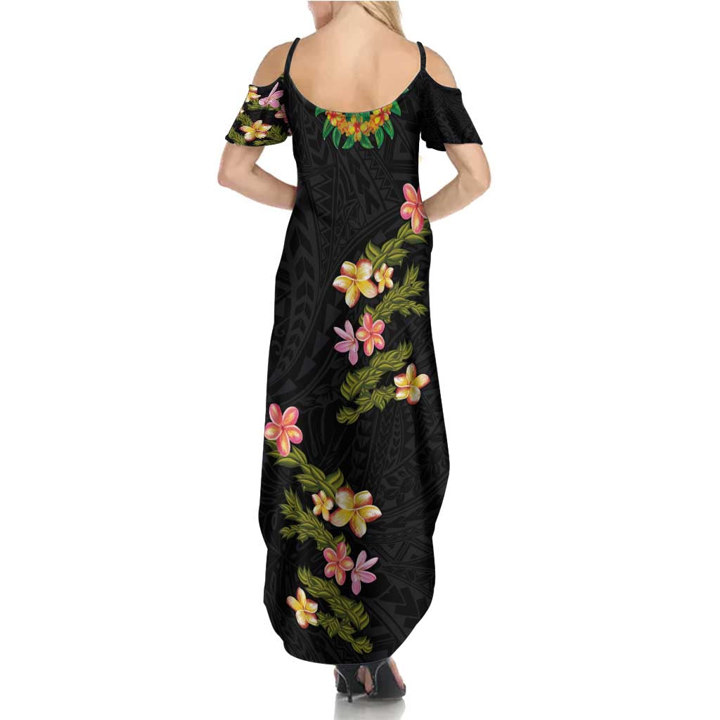 Hawaiian Lei Plumeria and Tropical Leaves Family Matching Summer Maxi Dress and Hawaiian Shirt Watercolor Style