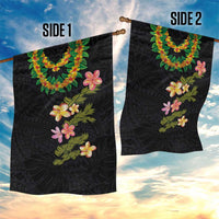 Hawaiian Lei Plumeria and Tropical Leaves Garden Flag Watercolor Style