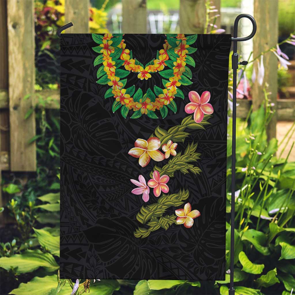 Hawaiian Lei Plumeria and Tropical Leaves Garden Flag Watercolor Style