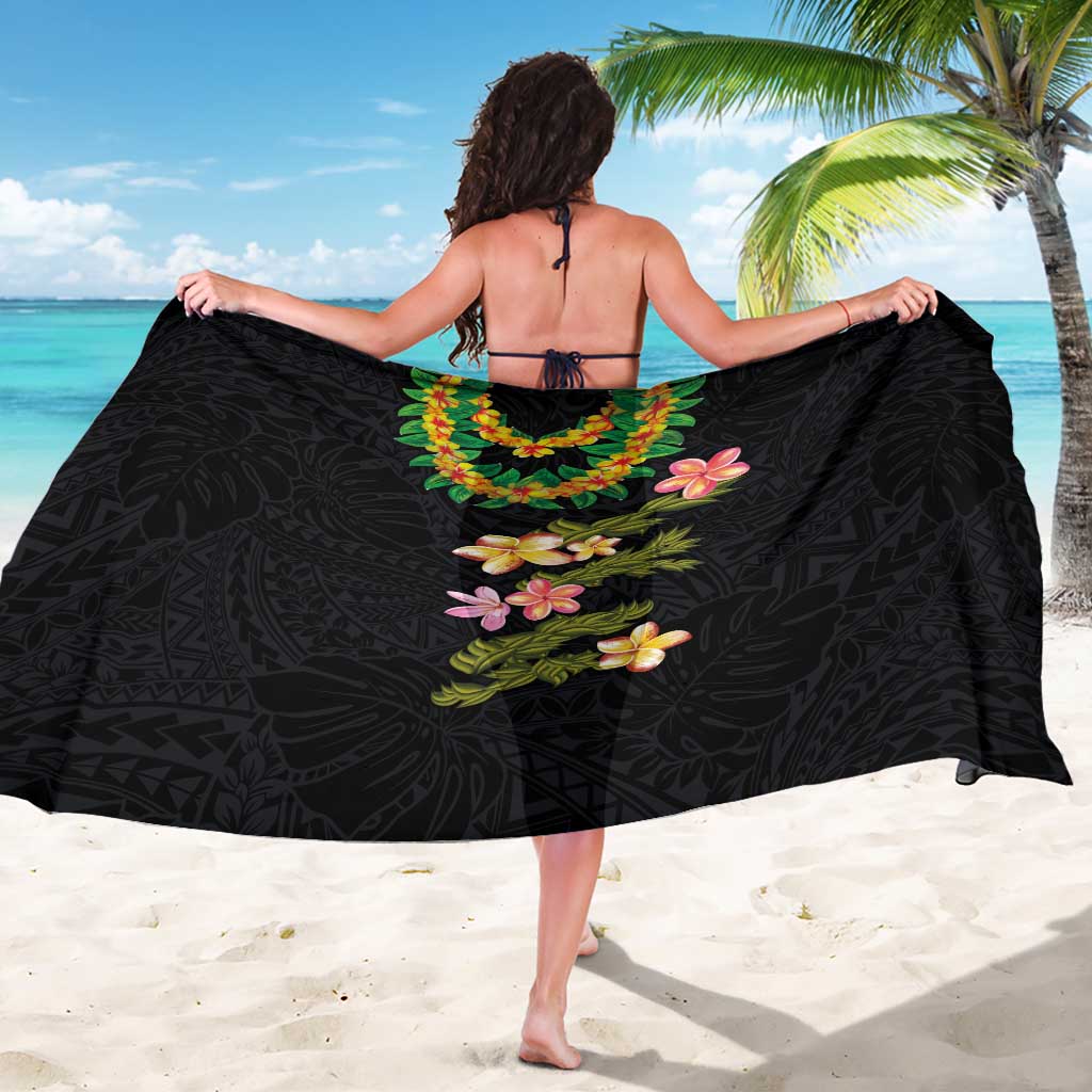 Hawaiian Lei Plumeria and Tropical Leaves Sarong Watercolor Style