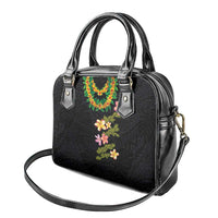 Hawaiian Lei Plumeria and Tropical Leaves Shoulder Handbag Watercolor Style