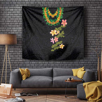 Hawaiian Lei Plumeria and Tropical Leaves Tapestry Watercolor Style