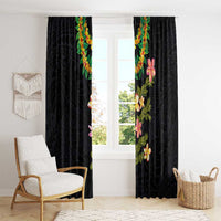 Hawaiian Lei Plumeria and Tropical Leaves Window Curtain Watercolor Style