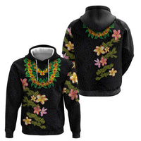 Hawaiian Lei Plumeria and Tropical Leaves Zip Hoodie Watercolor Style