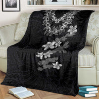 Hawaiian Lei Plumeria and Tropical Leaves Blanket Watercolor Style-Grayscale