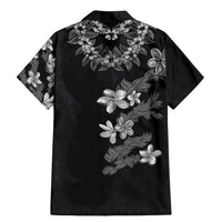 Hawaiian Lei Plumeria and Tropical Leaves Family Matching Mermaid Dress and Hawaiian Shirt Watercolor Style-Grayscale