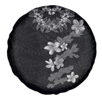 Hawaiian Lei Plumeria and Tropical Leaves Spare Tire Cover Watercolor Style-Grayscale
