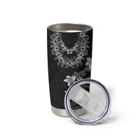 Hawaiian Lei Plumeria and Tropical Leaves Tumbler Cup Watercolor Style-Grayscale