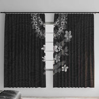 Hawaiian Lei Plumeria and Tropical Leaves Window Curtain Watercolor Style-Grayscale