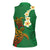 Hawaii Turtle Plumeria Flower Women Sleeveless Polo Shirt Polynesian Pattern Green Color
