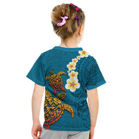 Hawaii Turtle Plumeria Flower Kid T Shirt Polynesian Pattern Blue Color LT03 - Polynesian Pride