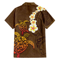 Hawaii Turtle Plumeria Flower Family Matching Summer Maxi Dress and Hawaiian Shirt Polynesian Pattern Brown Color LT03 - Polynesian Pride