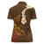 Hawaii Turtle Plumeria Flower Women Polo Shirt Polynesian Pattern Brown Color