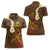 Hawaii Turtle Plumeria Flower Women Polo Shirt Polynesian Pattern Brown Color