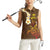 Hawaii Turtle Plumeria Flower Women Sleeveless Polo Shirt Polynesian Pattern Brown Color