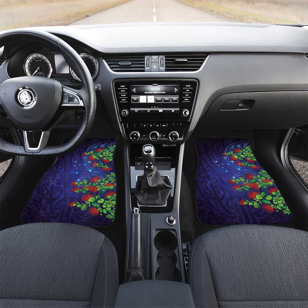 Matariki New Zealand Maori and Pohutukawa Car Mats Galaxy Blue Sky Style LT03 Set 2pcs - Front Blue - Polynesian Pride