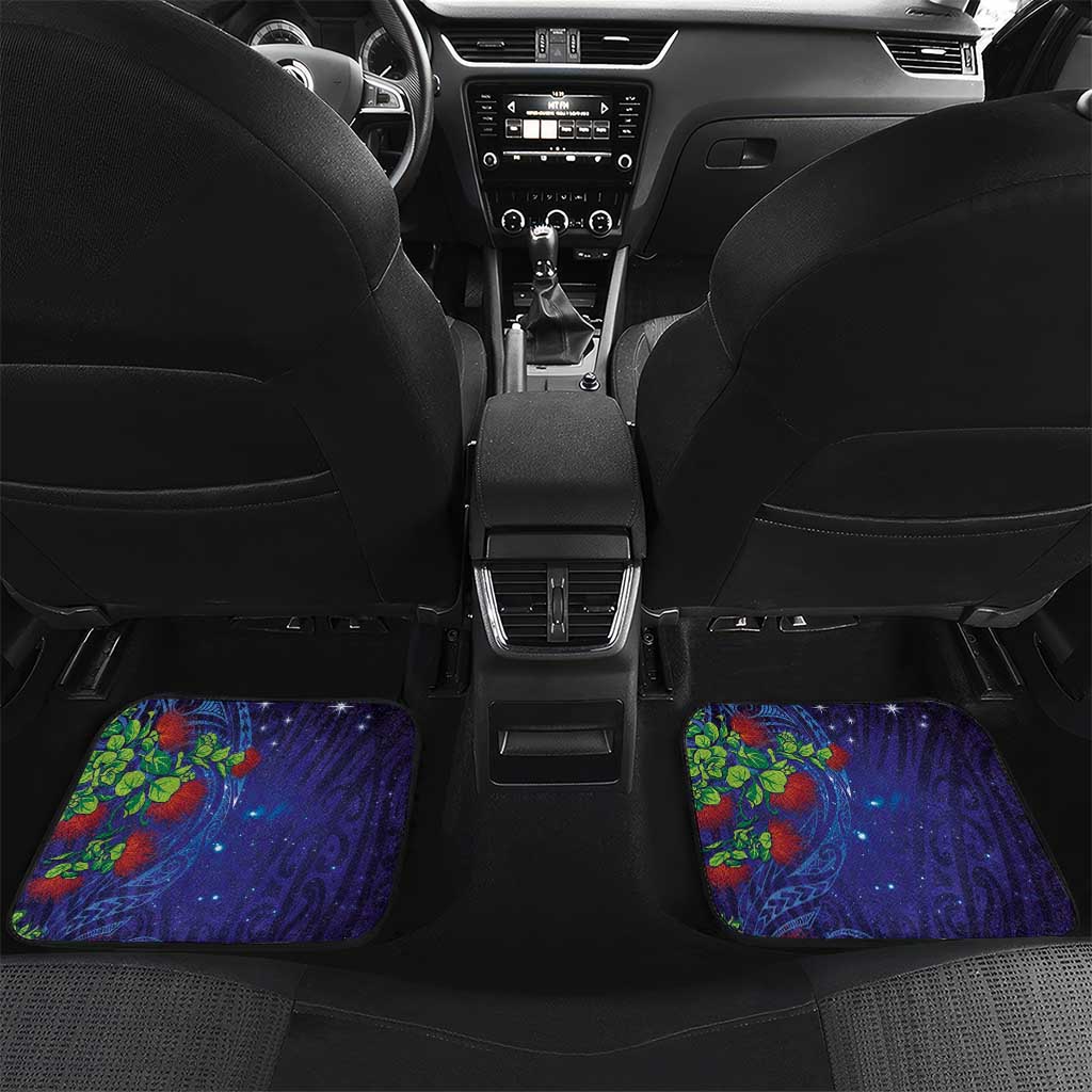 Matariki New Zealand Maori and Pohutukawa Car Mats Galaxy Blue Sky Style LT03 Set 2pcs - Back Blue - Polynesian Pride