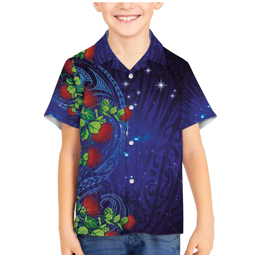 Matariki New Zealand Maori and Pohutukawa Family Matching Mermaid Dress and Hawaiian Shirt Galaxy Blue Sky Style