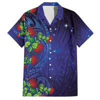 Matariki New Zealand Maori and Pohutukawa Family Matching Short Sleeve Bodycon Dress and Hawaiian Shirt Galaxy Blue Sky Style