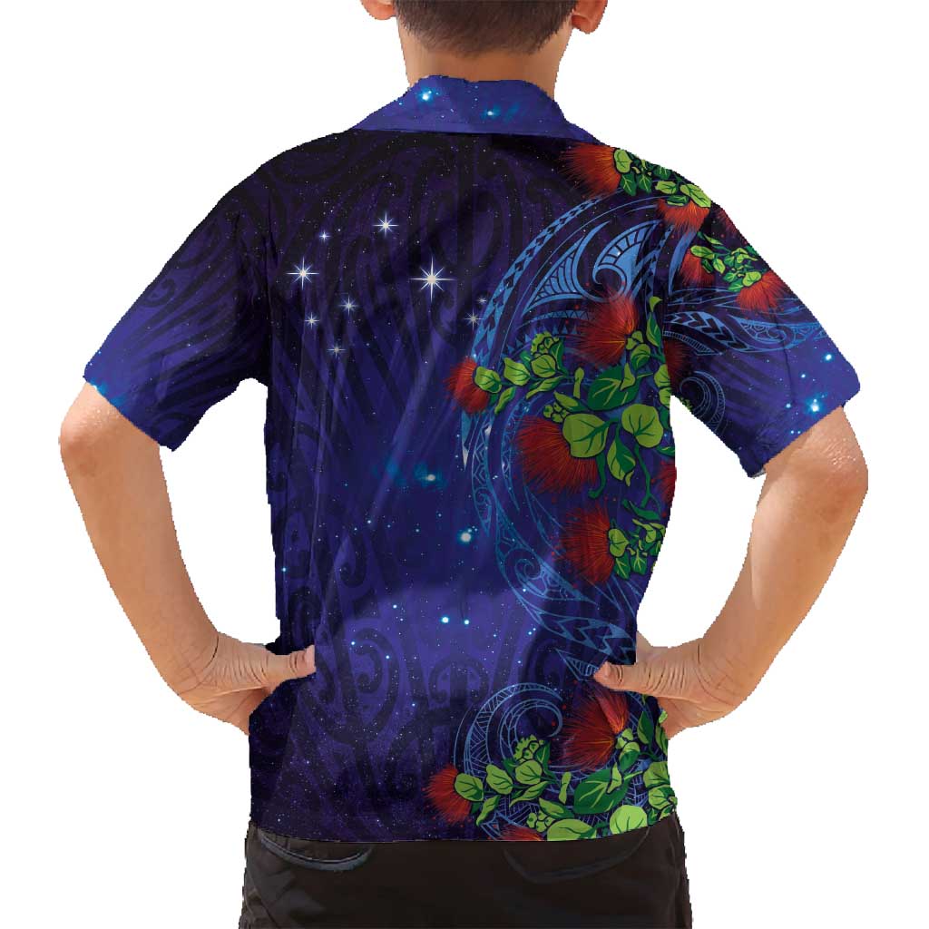 Matariki New Zealand Maori and Pohutukawa Family Matching Tank Maxi Dress and Hawaiian Shirt Galaxy Blue Sky Style
