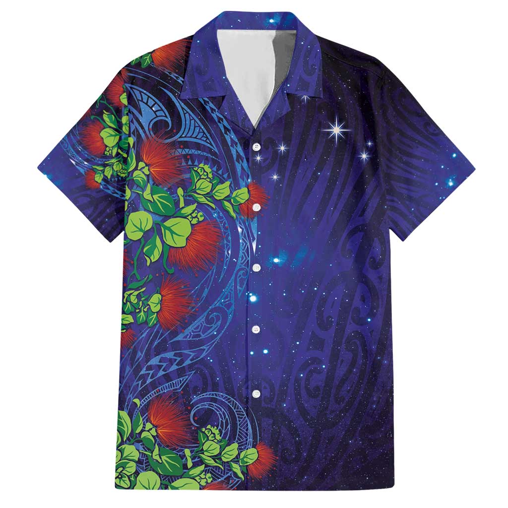 Matariki New Zealand Maori and Pohutukawa Hawaiian Shirt Galaxy Blue Sky Style LT03 Blue - Polynesian Pride