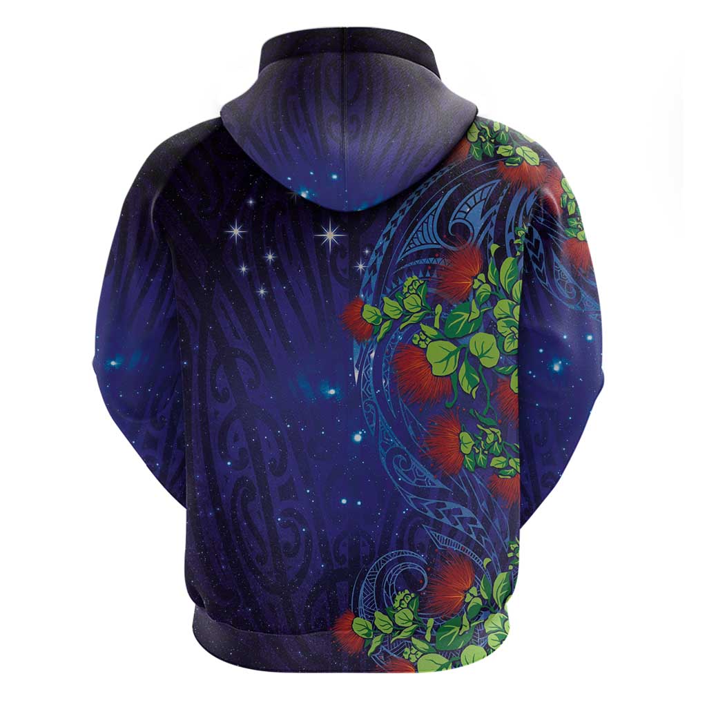 Matariki New Zealand Maori and Pohutukawa Hoodie Galaxy Blue Sky Style LT03 - Polynesian Pride