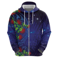 Matariki New Zealand Maori and Pohutukawa Hoodie Galaxy Blue Sky Style LT03 - Polynesian Pride