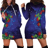 Matariki New Zealand Maori and Pohutukawa Hoodie Dress Galaxy Blue Sky Style