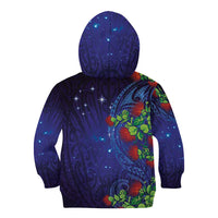 Matariki New Zealand Maori and Pohutukawa Kid Hoodie Galaxy Blue Sky Style