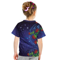 Matariki New Zealand Maori and Pohutukawa Kid T Shirt Galaxy Blue Sky Style LT03 - Polynesian Pride