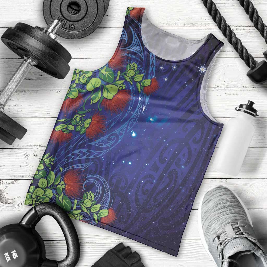 Matariki New Zealand Maori and Pohutukawa Men Tank Top Galaxy Blue Sky Style LT03 - Polynesian Pride