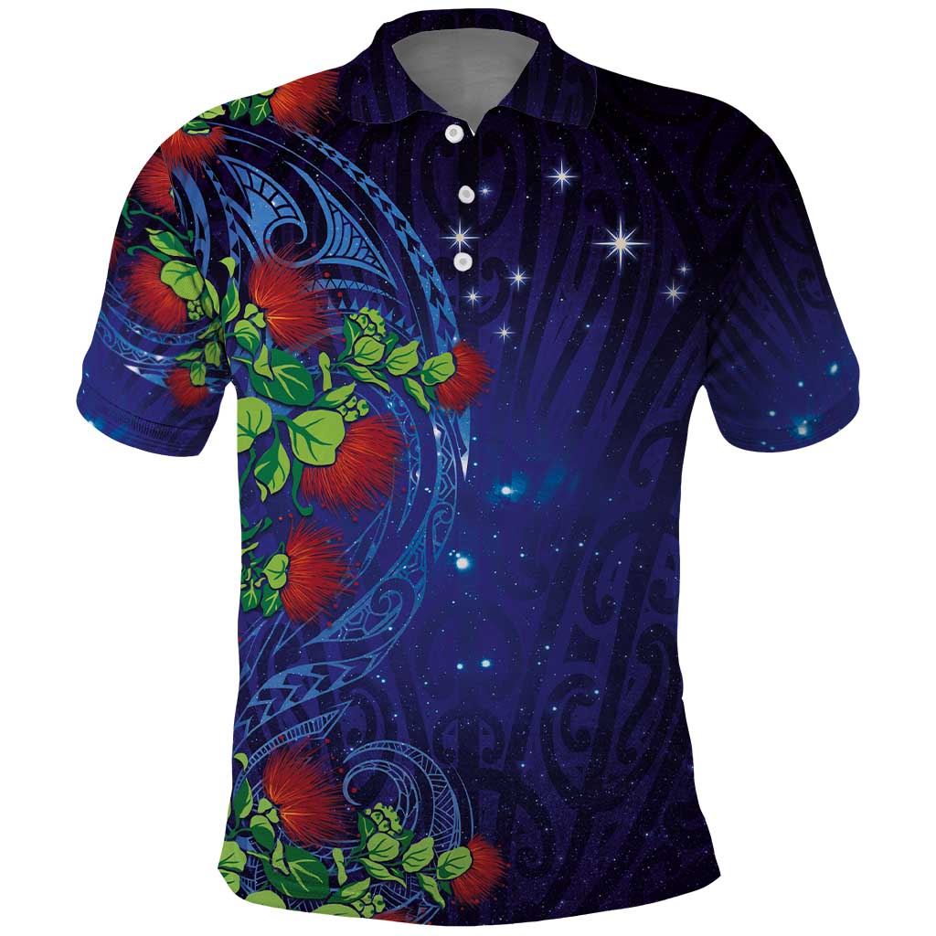 Matariki New Zealand Maori and Pohutukawa Polo Shirt Galaxy Blue Sky Style LT03 Blue - Polynesian Pride