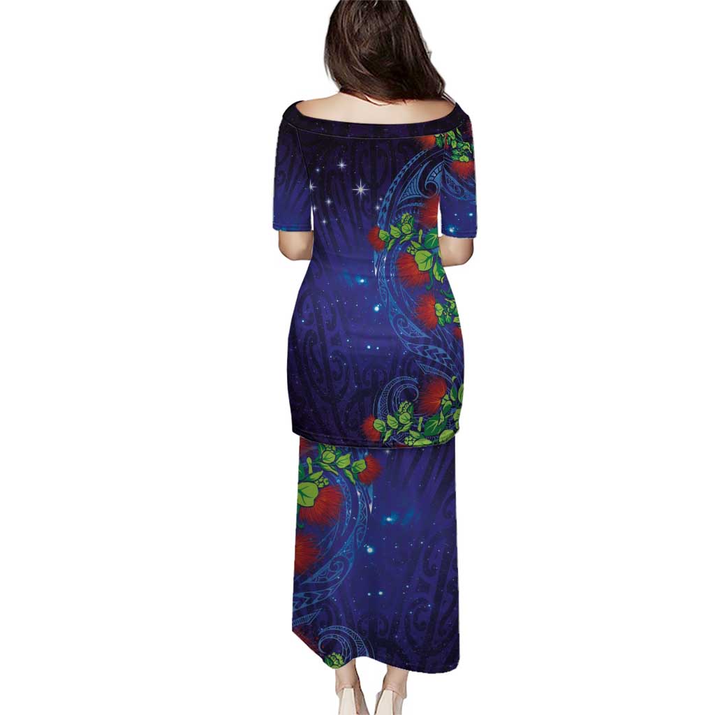 Matariki New Zealand Maori and Pohutukawa Puletasi Galaxy Blue Sky Style LT03 - Polynesian Pride