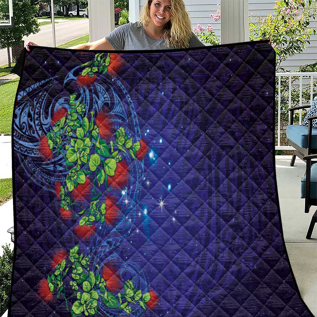 Matariki New Zealand Maori and Pohutukawa Quilt Galaxy Blue Sky Style
