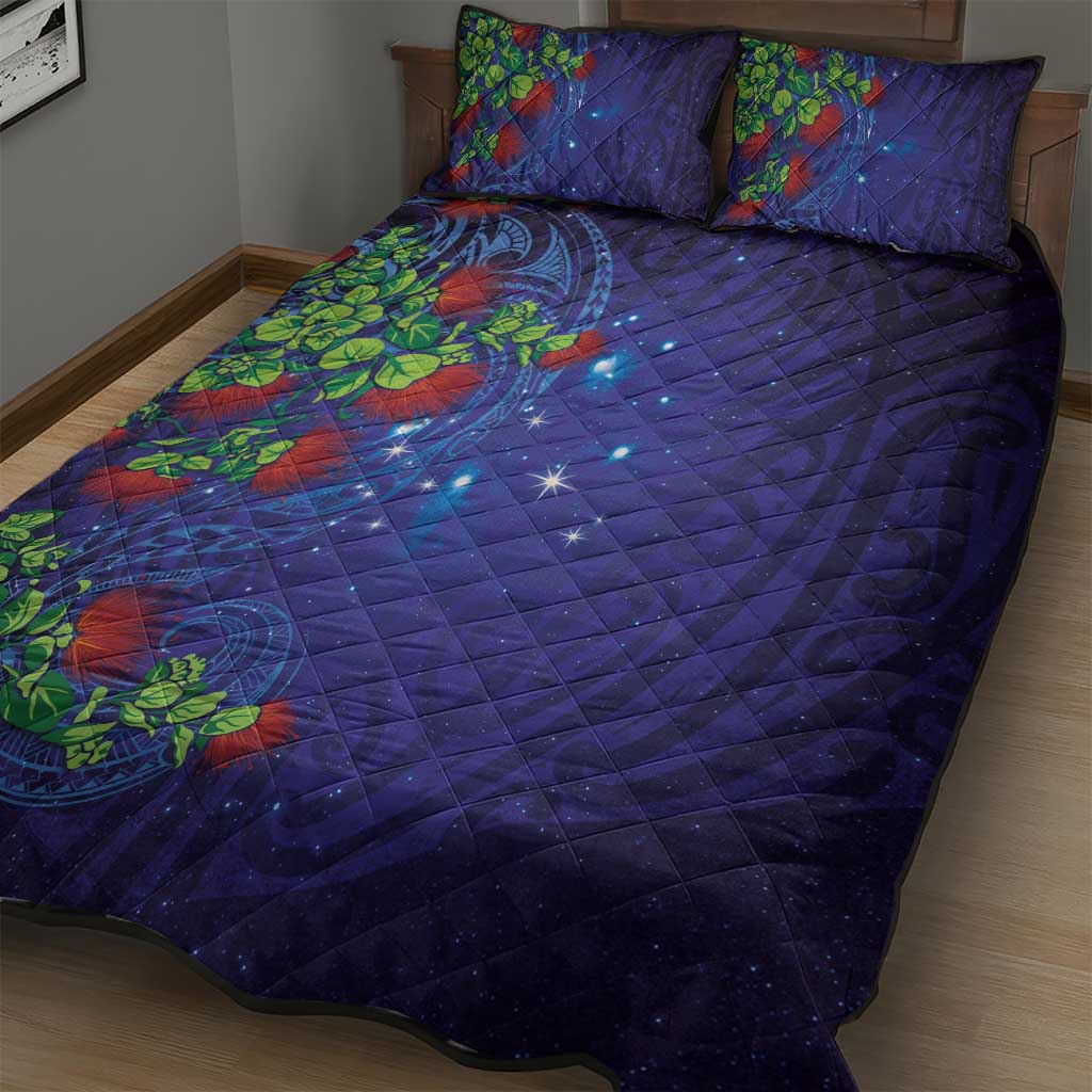 Matariki New Zealand Maori and Pohutukawa Quilt Bed Set Galaxy Blue Sky Style LT03 - Polynesian Pride