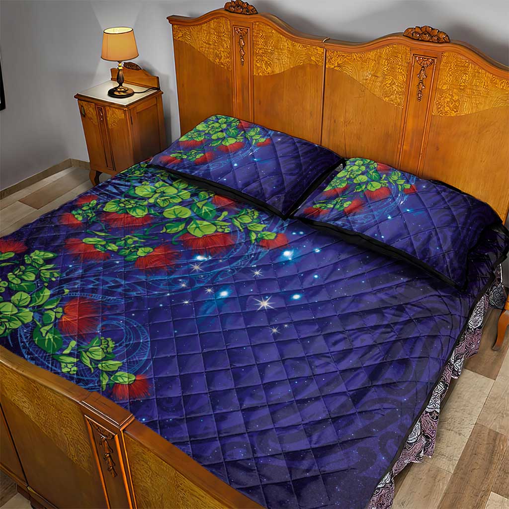 Matariki New Zealand Maori and Pohutukawa Quilt Bed Set Galaxy Blue Sky Style LT03 - Polynesian Pride