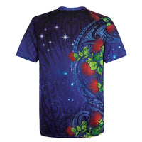 Matariki New Zealand Maori and Pohutukawa Rugby Jersey Galaxy Blue Sky Style LT03 - Polynesian Pride