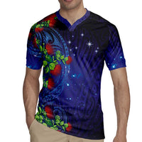 Matariki New Zealand Maori and Pohutukawa Rugby Jersey Galaxy Blue Sky Style LT03 - Polynesian Pride