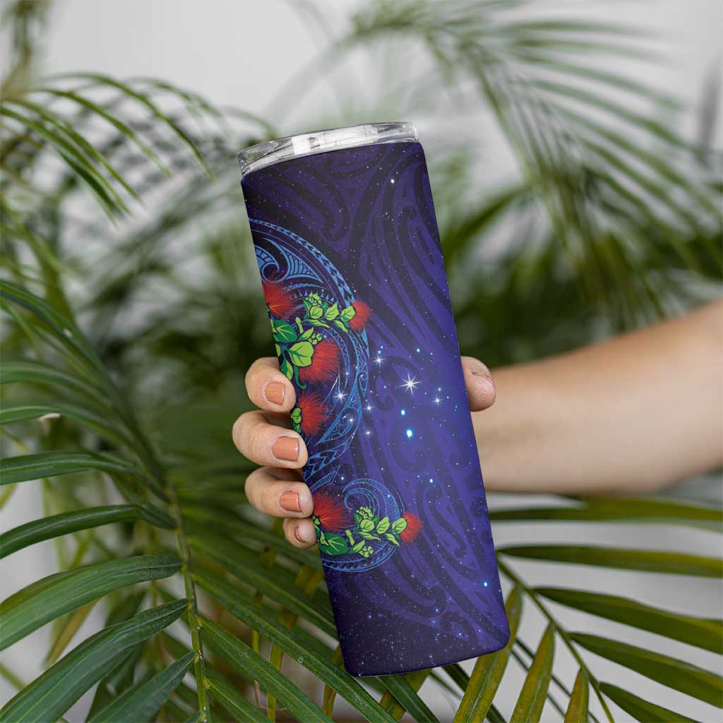 Matariki New Zealand Maori and Pohutukawa Skinny Tumbler Galaxy Blue Sky Style LT03 - Polynesian Pride